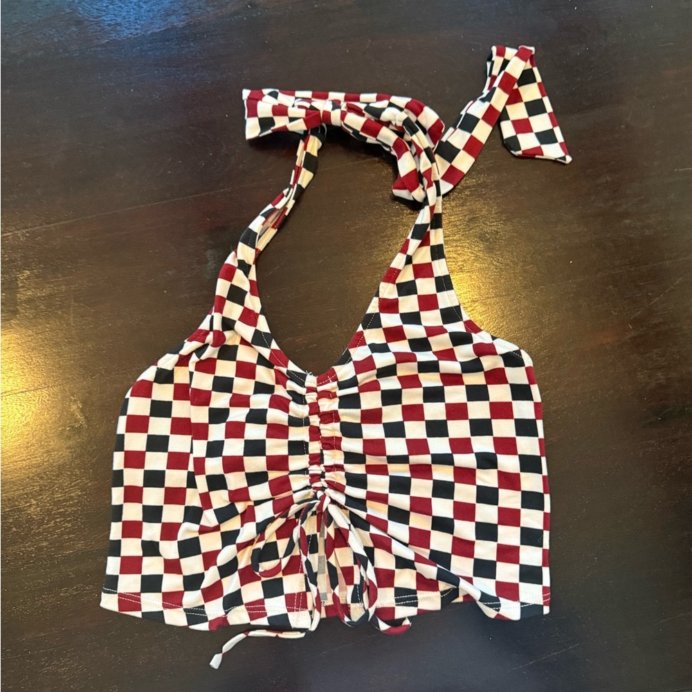 Urban Outfitters Red and White Checkered Tank Top